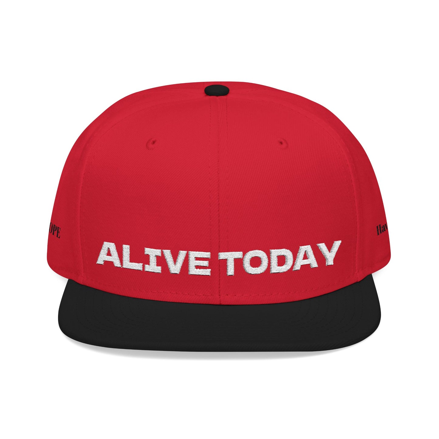 White Font "ALIVE TODAY" Snapback Cap, Embroidered Hat, Casual Streetwear, (Many color variants)