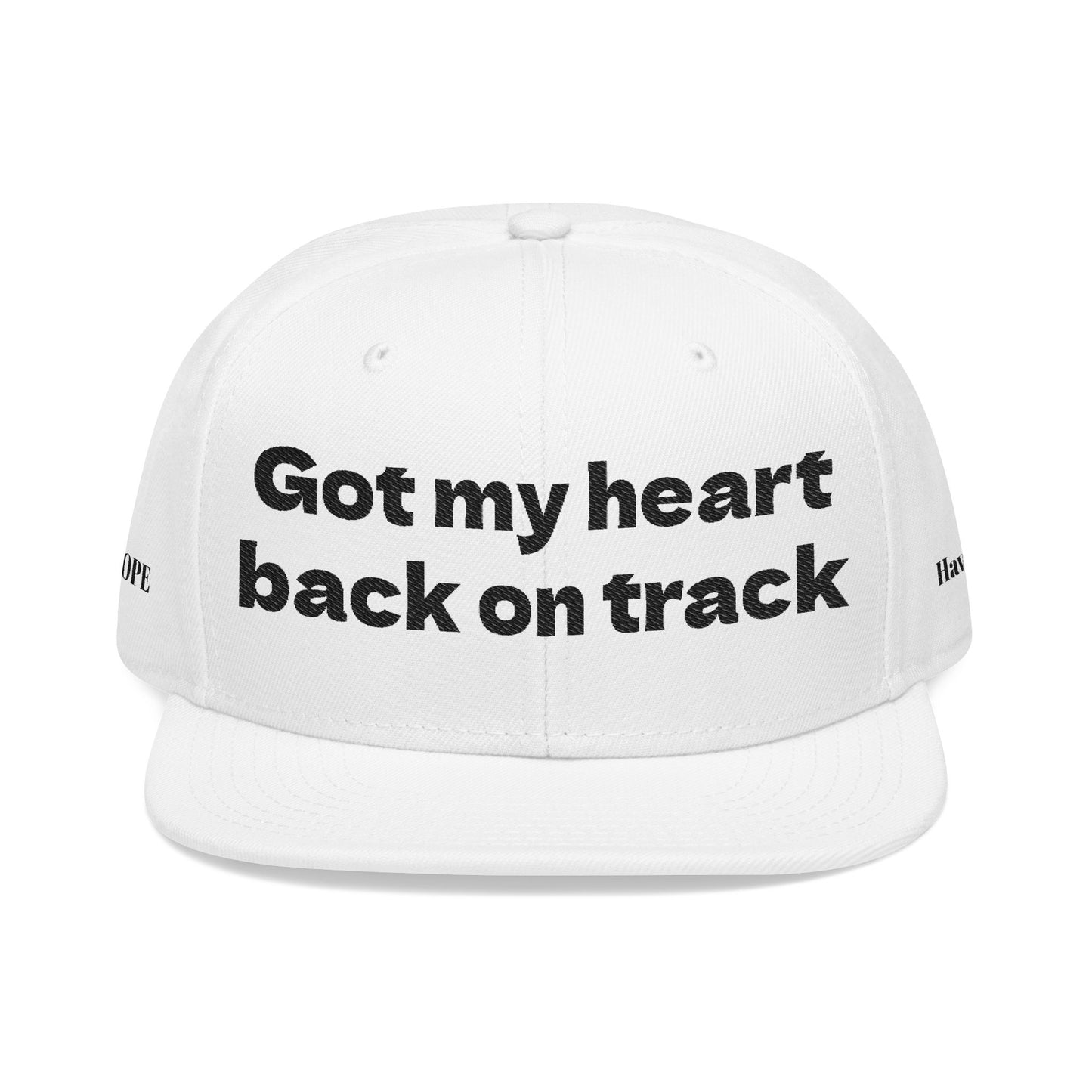 "Got my heart back on track" Snapback Cap, Embroidered Hat, Casual Streetwear, (Many color variants)