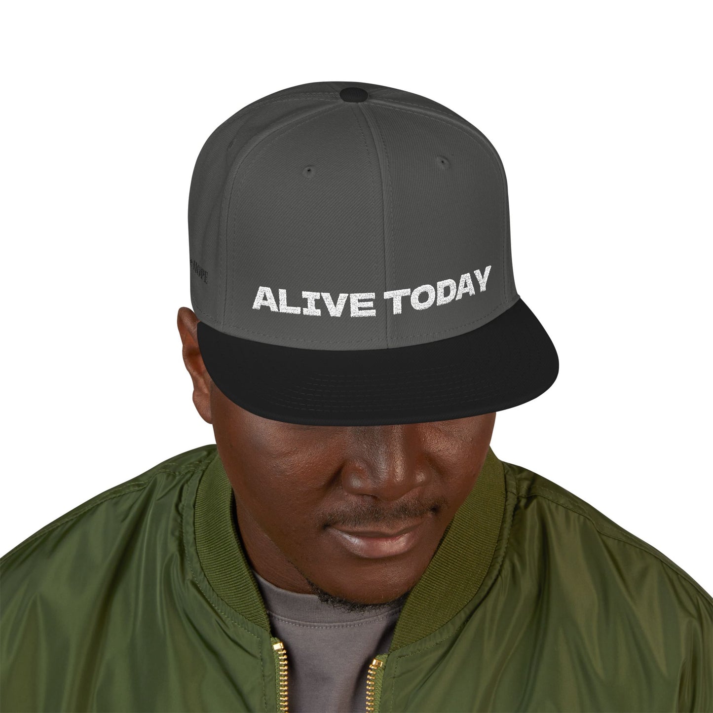White Font "ALIVE TODAY" Snapback Cap, Embroidered Hat, Casual Streetwear, (Many color variants)