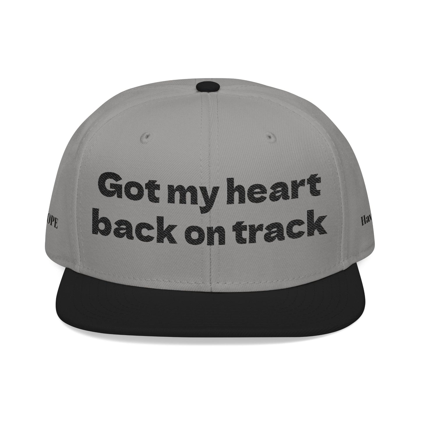"Got my heart back on track" Snapback Cap, Embroidered Hat, Casual Streetwear, (Many color variants)