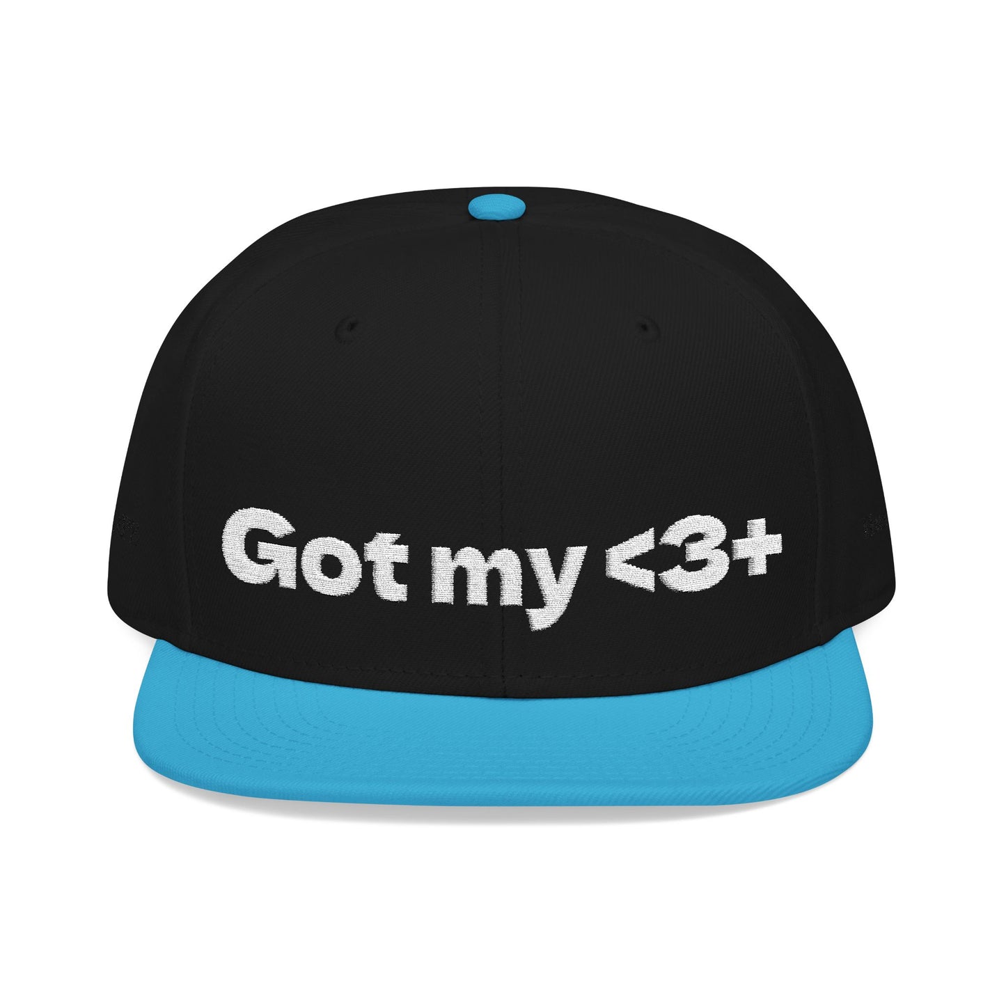 White Font "Got My <3 +" (Got My Heart Positive) Snapback Cap, Embroidered Hat, Casual Streetwear, Gift for Him/Her, (Many color variants)