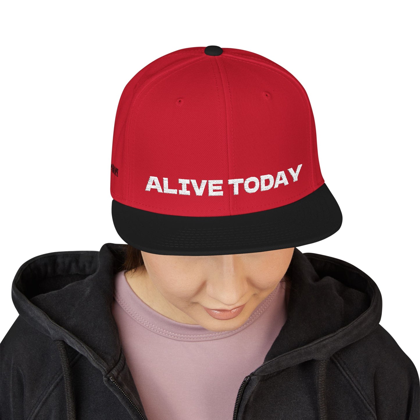 White Font "ALIVE TODAY" Snapback Cap, Embroidered Hat, Casual Streetwear, (Many color variants)
