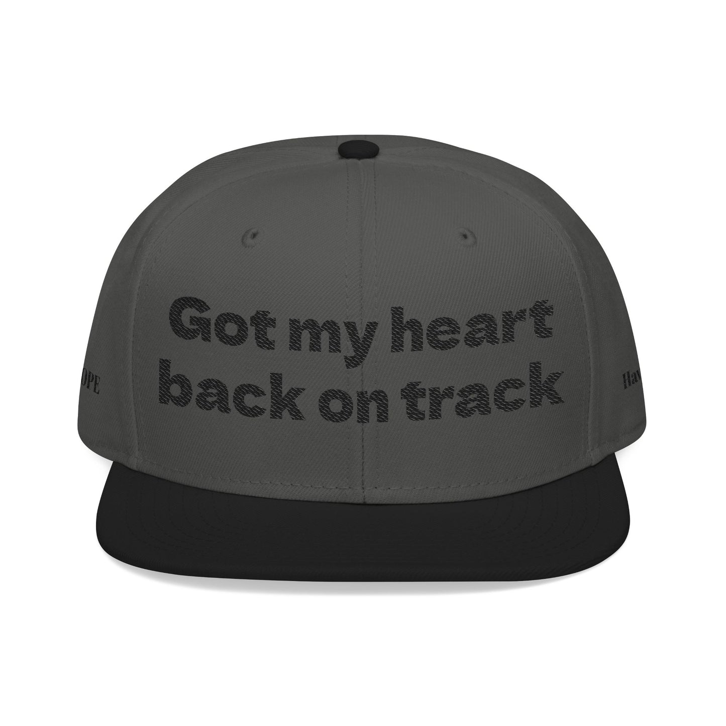 "Got my heart back on track" Snapback Cap, Embroidered Hat, Casual Streetwear, (Many color variants)