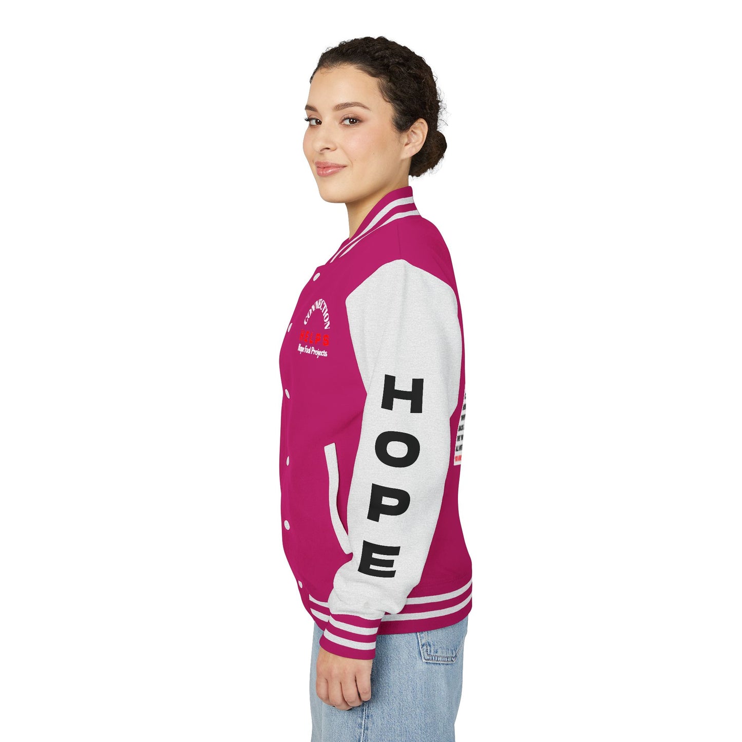 From Here On Have Hope Inspired Unisex Heavyweight Letterman Jacket - Empowering Message "You know D*** well you can do it." Comes in many color variants!