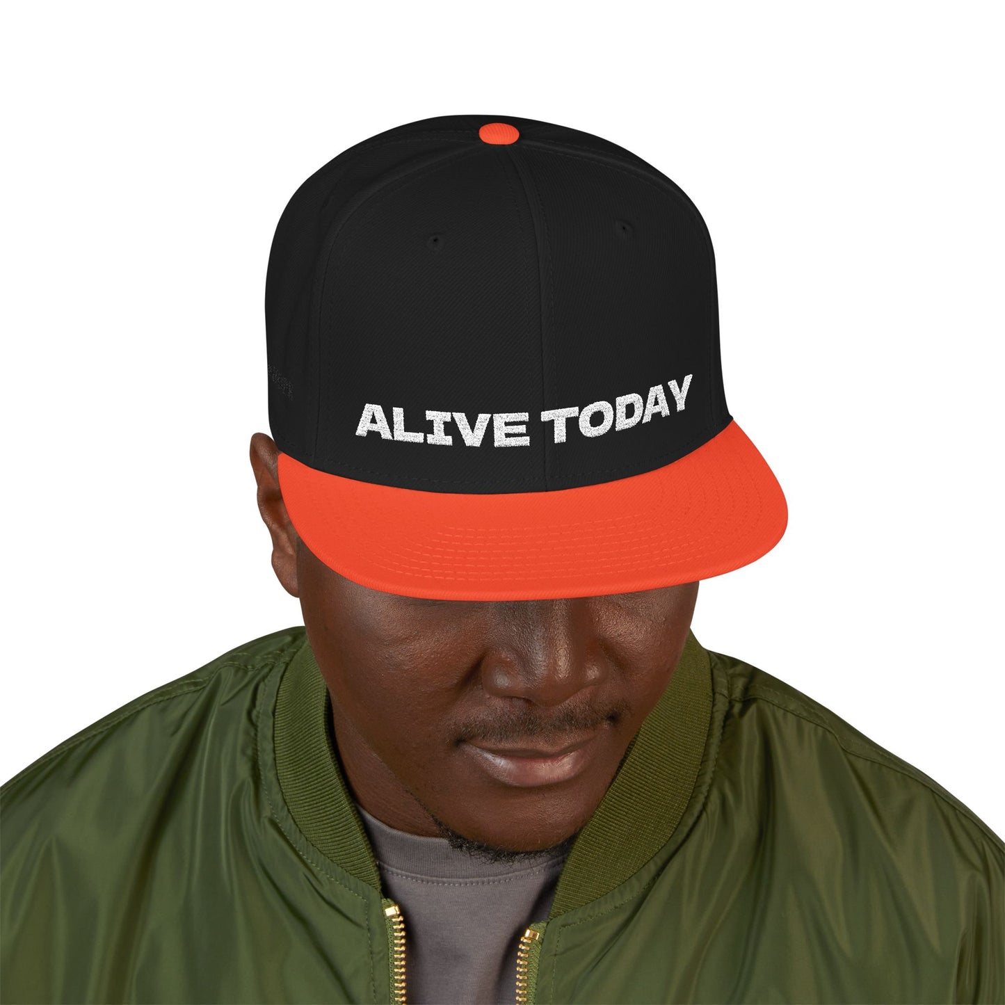 White Font "ALIVE TODAY" Snapback Cap, Embroidered Hat, Casual Streetwear, (Many color variants)