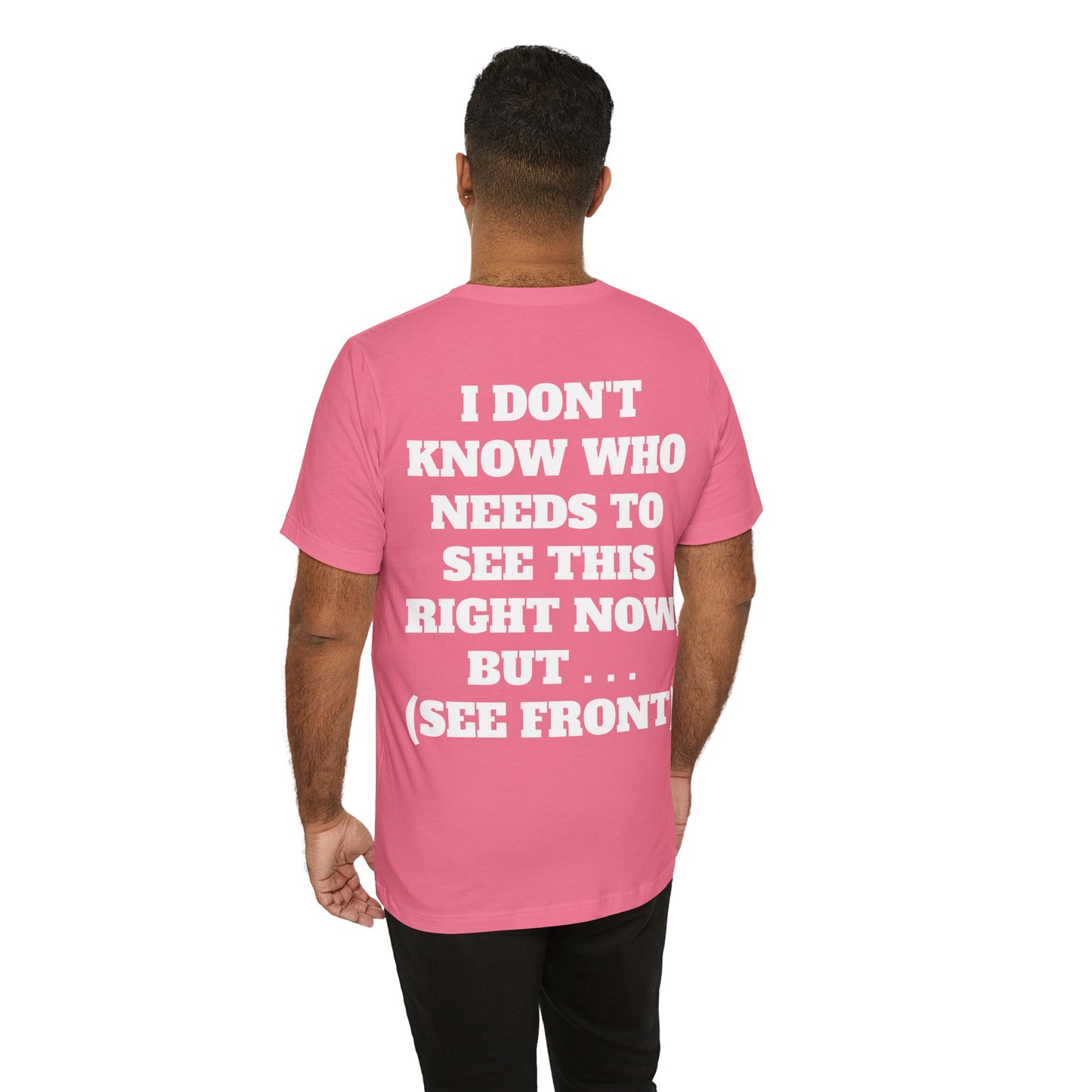 Rule Breaker Motivational Messaging Variants are in Pink, Red, Cream, Yellow, Orange, and Brown "STOP BEING SO D*** HARD ON YOURSELF." Unisex Jersey Short Sleeve Tee (Color Group 2of4)