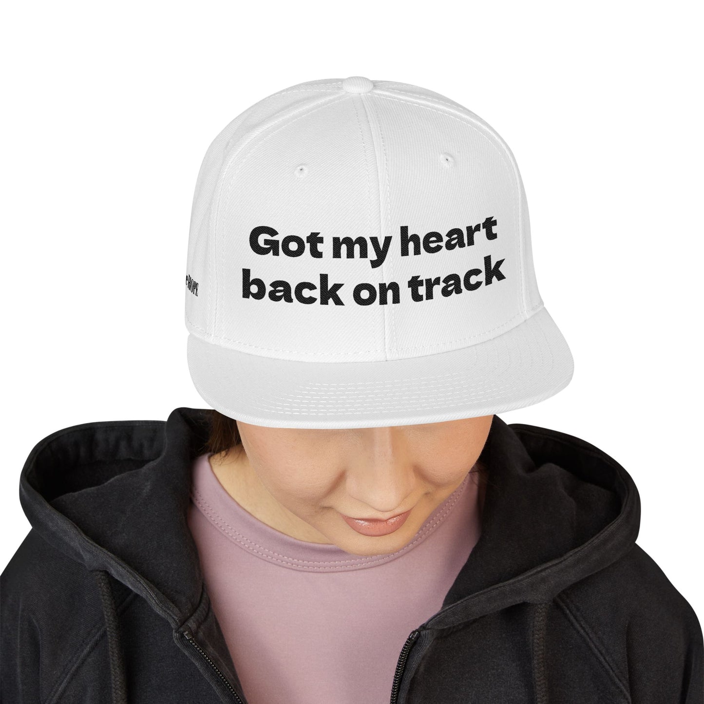 "Got my heart back on track" Snapback Cap, Embroidered Hat, Casual Streetwear, (Many color variants)