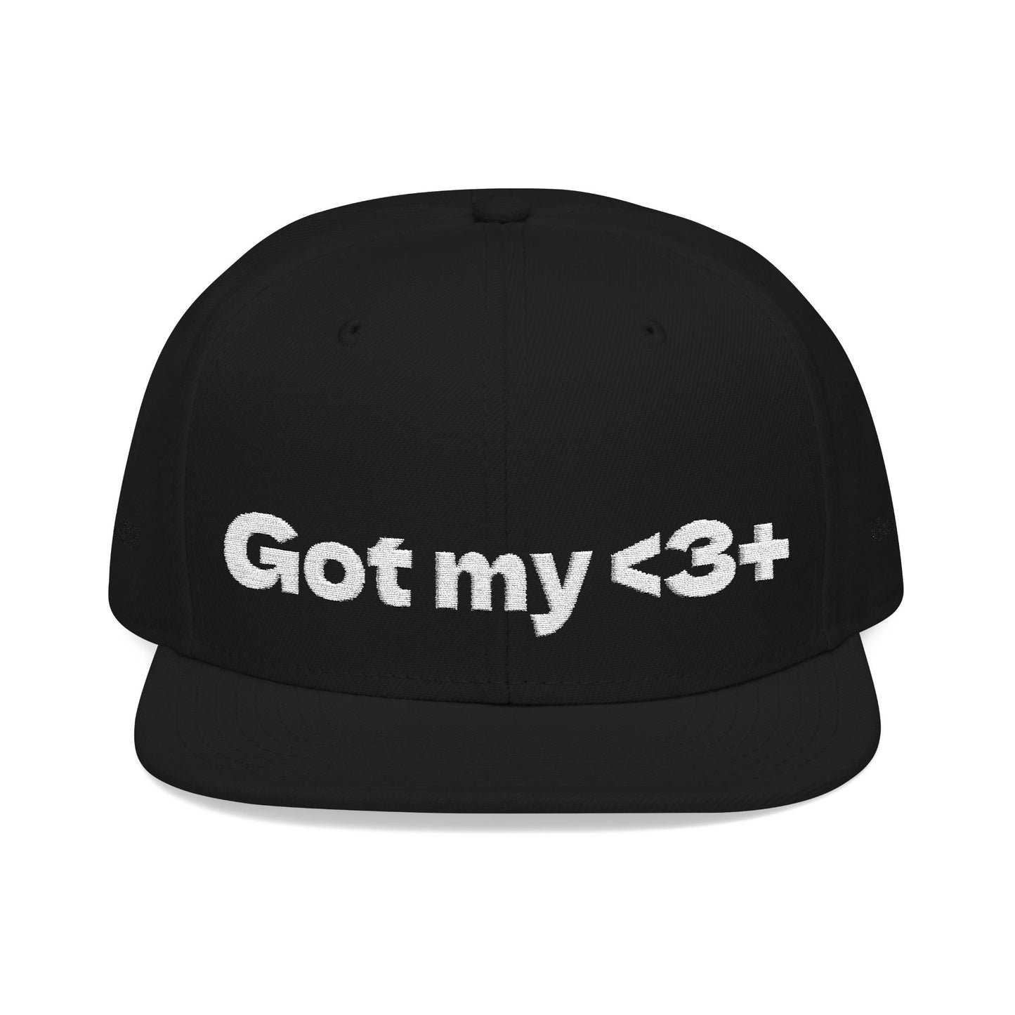 White Font "Got My <3 +" (Got My Heart Positive) Snapback Cap, Embroidered Hat, Casual Streetwear, Gift for Him/Her, (Many color variants)