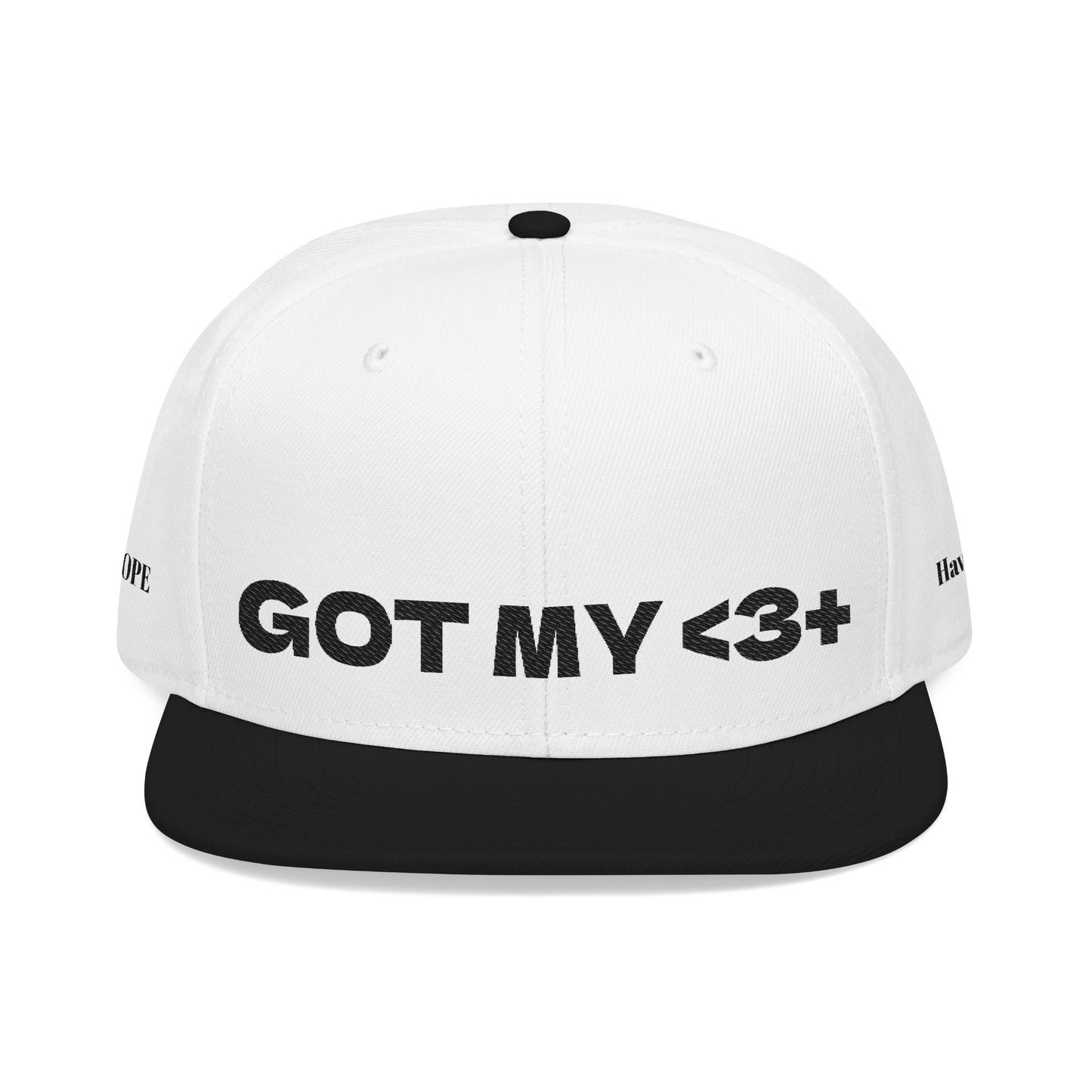 "Got My <3 +" (Got My Heart Positive) Snapback Cap, Embroidered Hat, Casual Streetwear, Gift for Him/Her, (Many color variants)