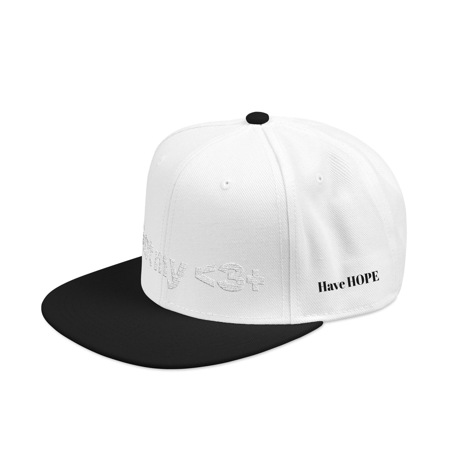 White Font "Got My <3 +" (Got My Heart Positive) Snapback Cap, Embroidered Hat, Casual Streetwear, Gift for Him/Her, (Many color variants)