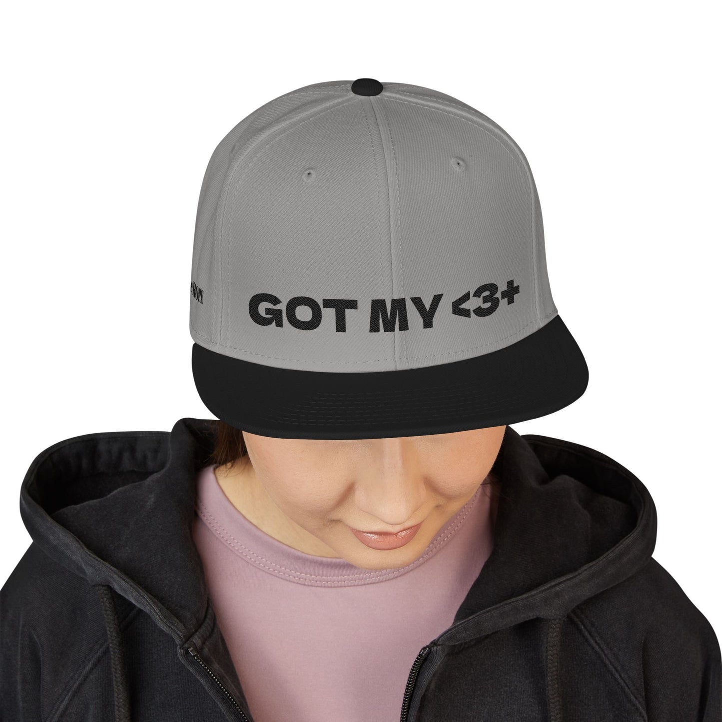"Got My <3 +" (Got My Heart Positive) Snapback Cap, Embroidered Hat, Casual Streetwear, Gift for Him/Her, (Many color variants)