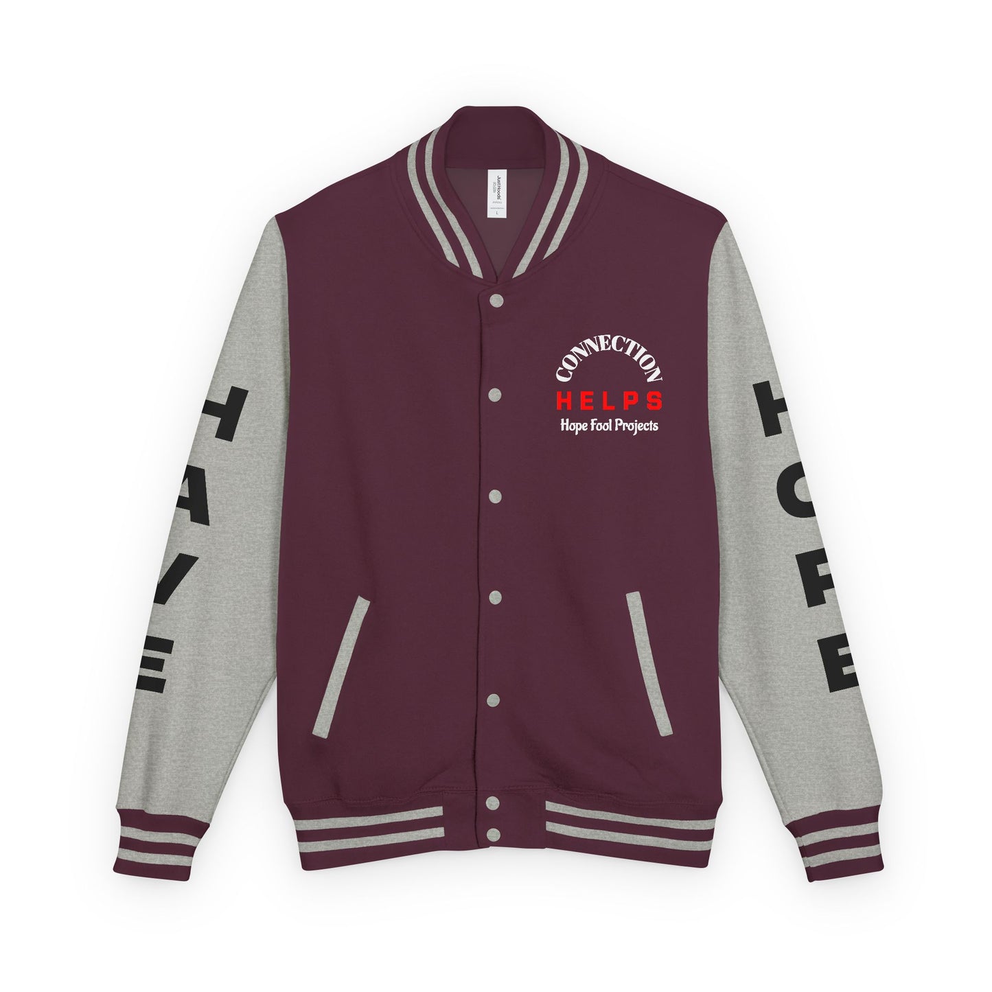 Rule Breaker Have Hope Inspired Unisex Heavyweight Letterman Jacket - Empowering Message "STOP BEING SO D*** HARD ON YOURSELF." Comes in many color variants!