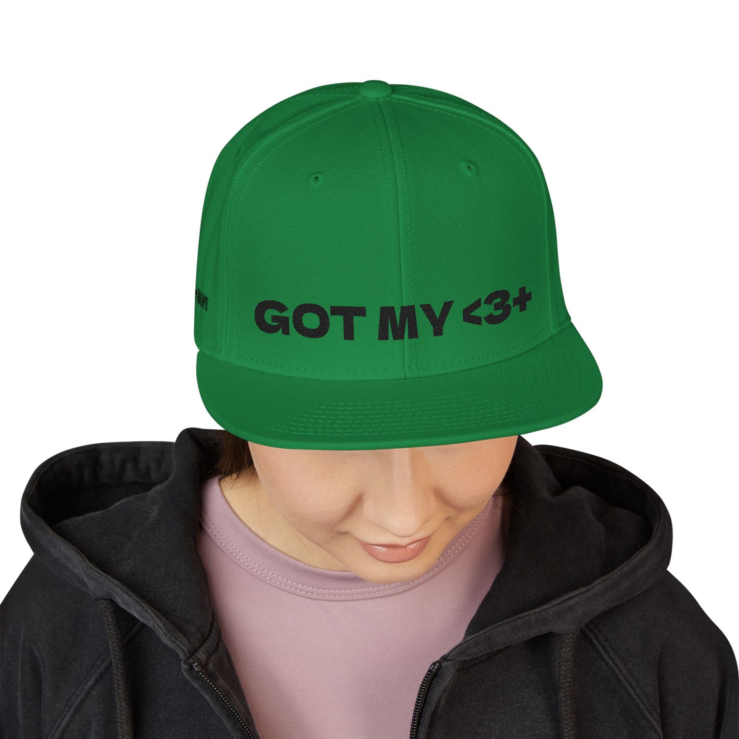 "Got My <3 +" (Got My Heart Positive) Snapback Cap, Embroidered Hat, Casual Streetwear, Gift for Him/Her, (Many color variants)