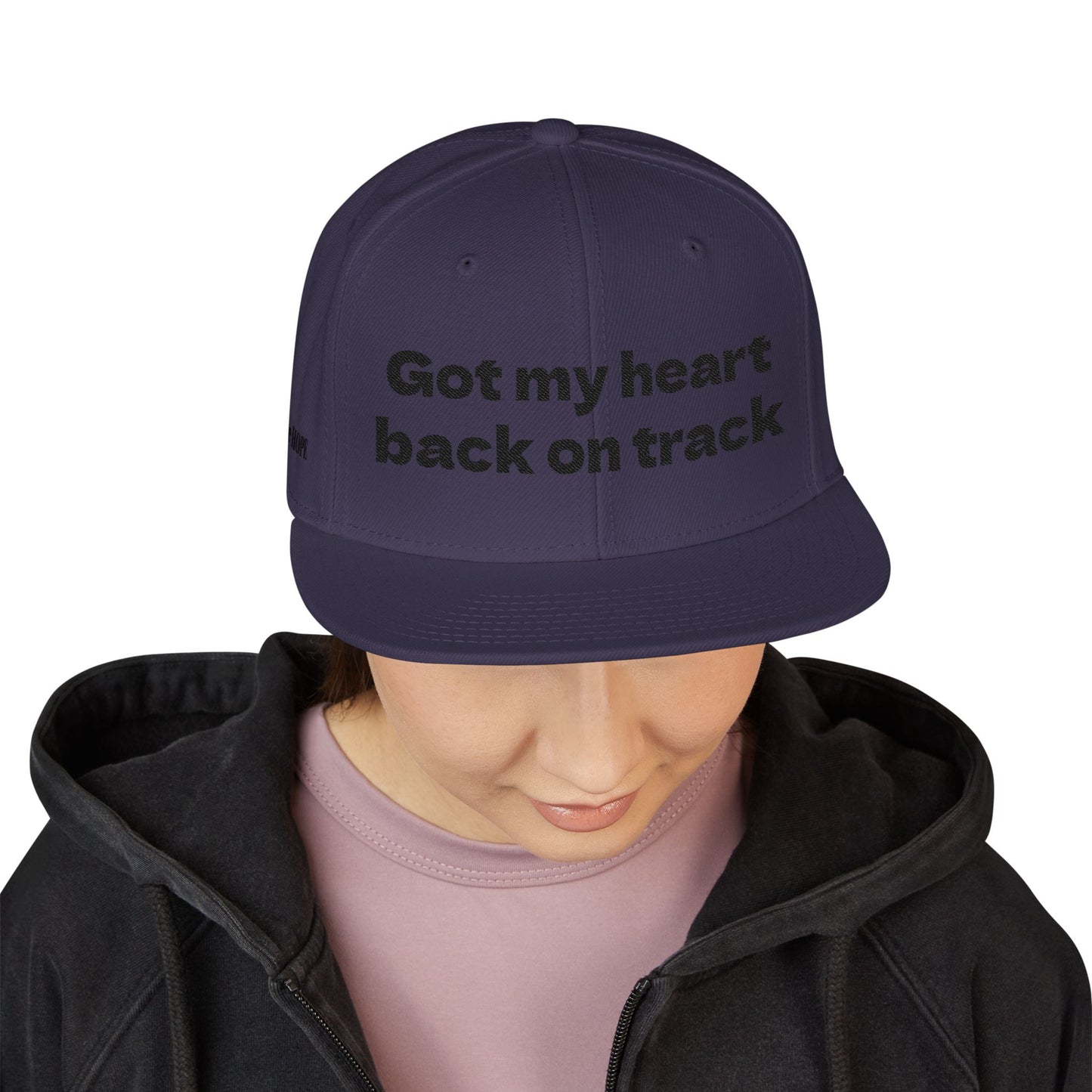 "Got my heart back on track" Snapback Cap, Embroidered Hat, Casual Streetwear, (Many color variants)