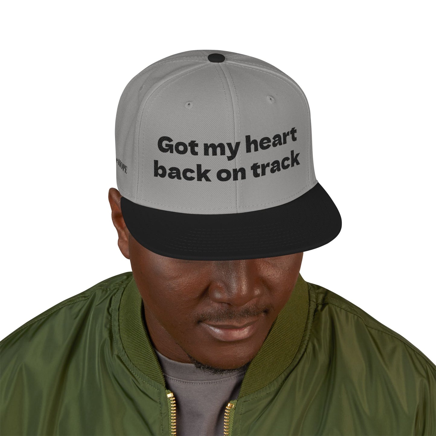 "Got my heart back on track" Snapback Cap, Embroidered Hat, Casual Streetwear, (Many color variants)