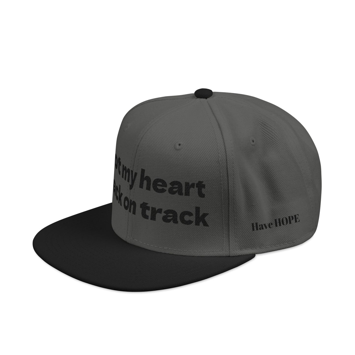 "Got my heart back on track" Snapback Cap, Embroidered Hat, Casual Streetwear, (Many color variants)