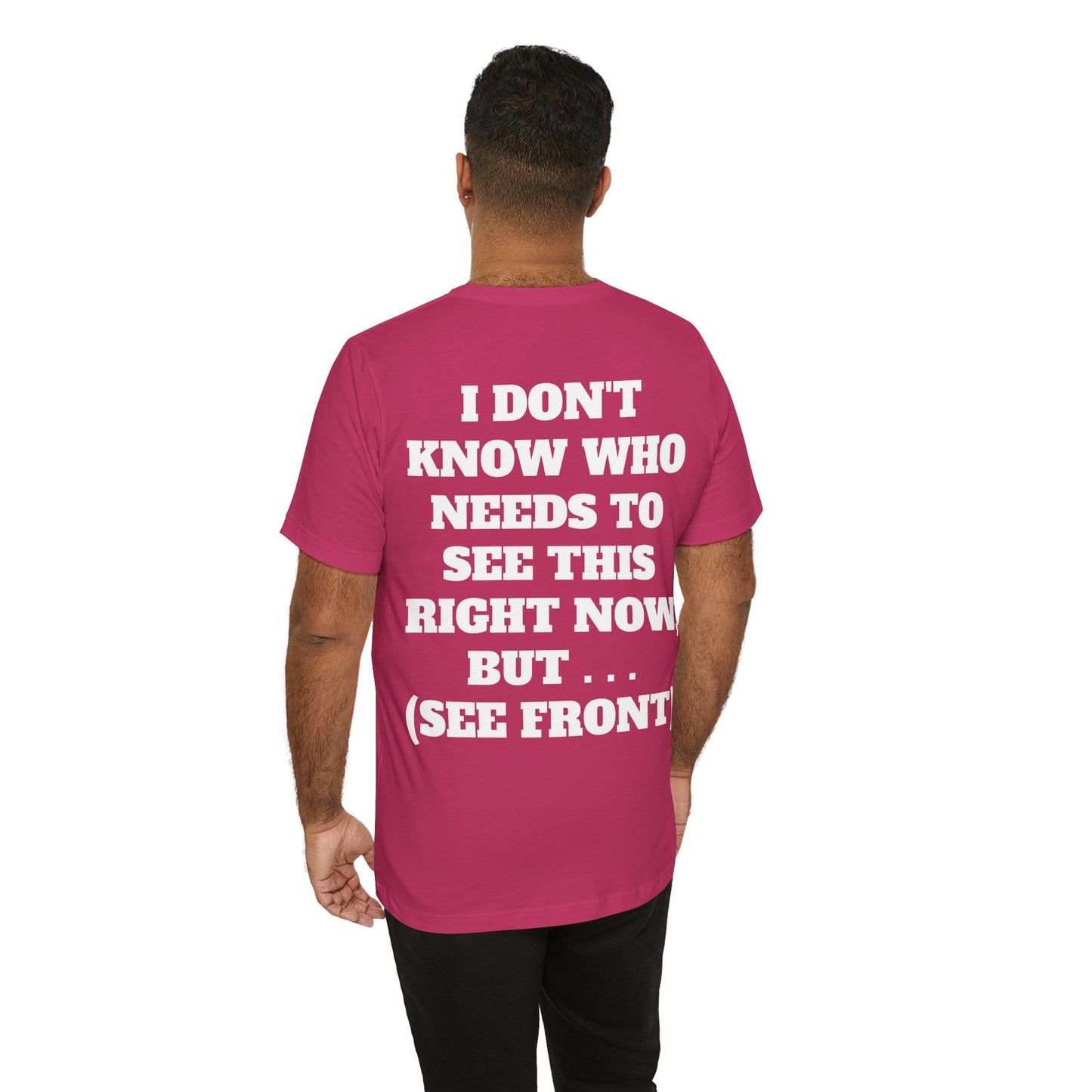 Rule Breaker Motivational Messaging Variants are in Pink, Red, Cream, Yellow, Orange, and Brown "STOP BEING SO D*** HARD ON YOURSELF." Unisex Jersey Short Sleeve Tee (Color Group 2of4)
