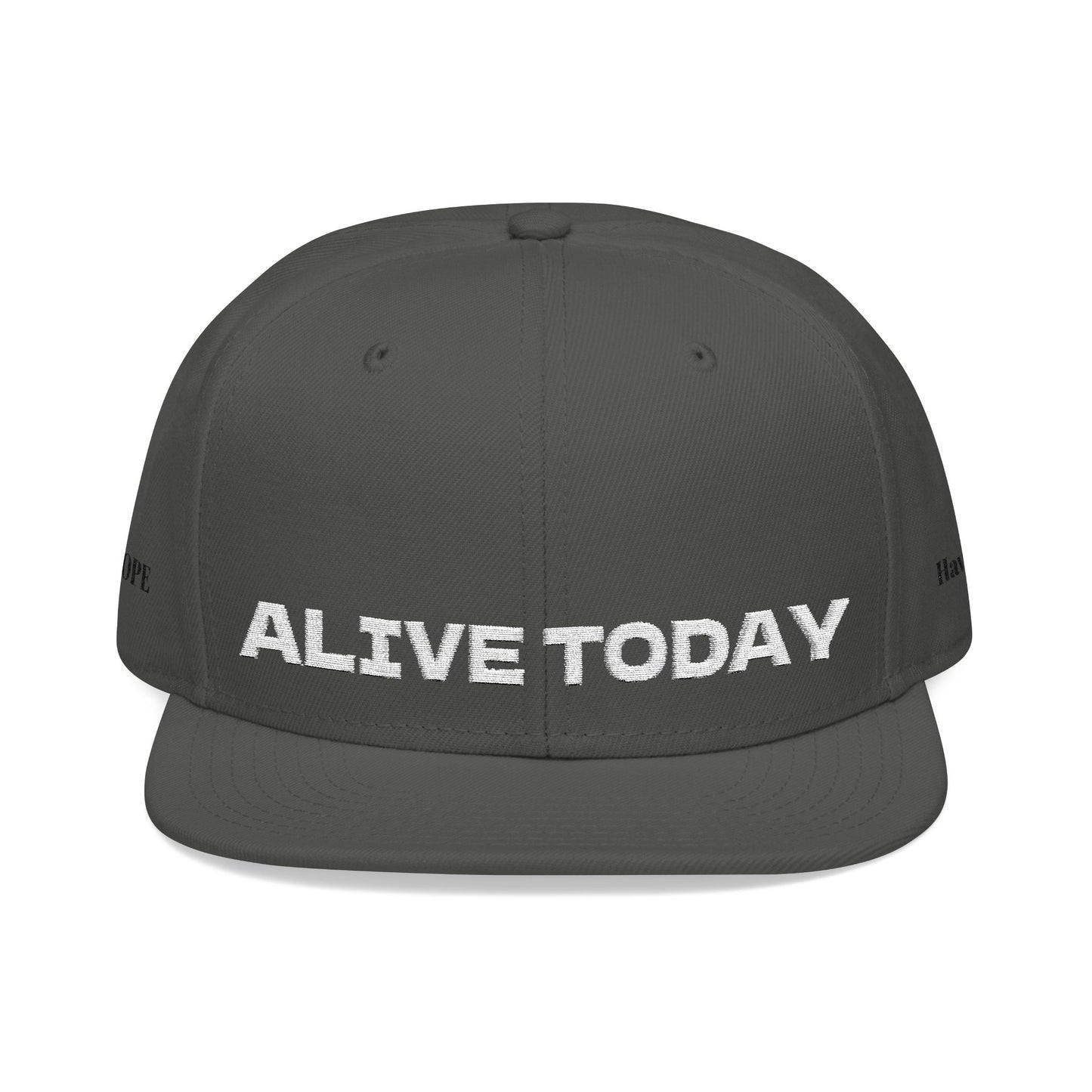 White Font "ALIVE TODAY" Snapback Cap, Embroidered Hat, Casual Streetwear, (Many color variants)