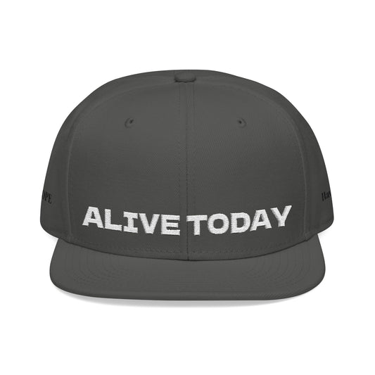 White Font "ALIVE TODAY" Snapback Cap, Embroidered Hat, Casual Streetwear, (Many color variants)