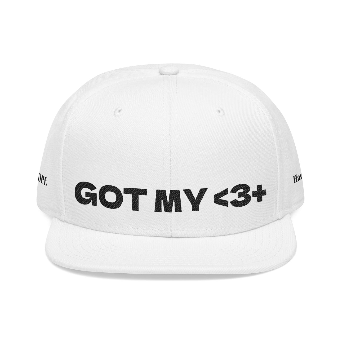 "Got My <3 +" (Got My Heart Positive) Snapback Cap, Embroidered Hat, Casual Streetwear, Gift for Him/Her, (Many color variants)