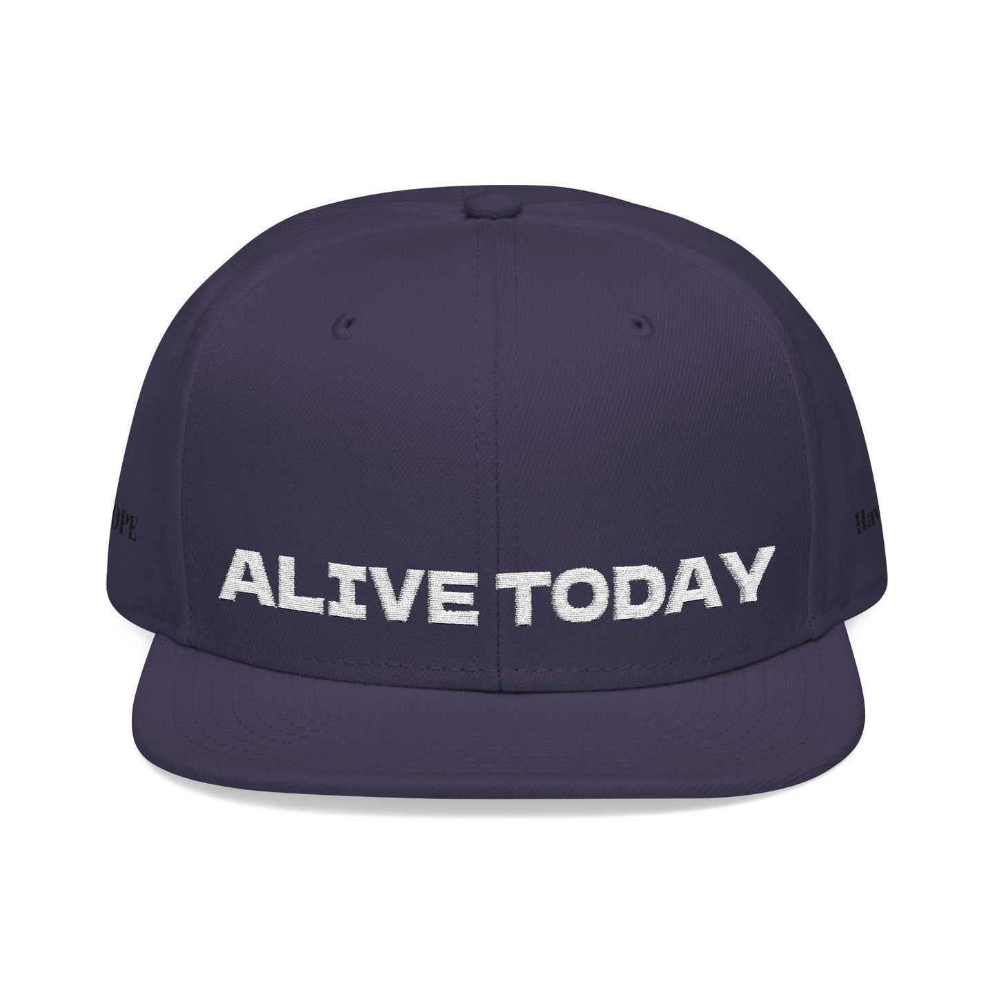 White Font "ALIVE TODAY" Snapback Cap, Embroidered Hat, Casual Streetwear, (Many color variants)