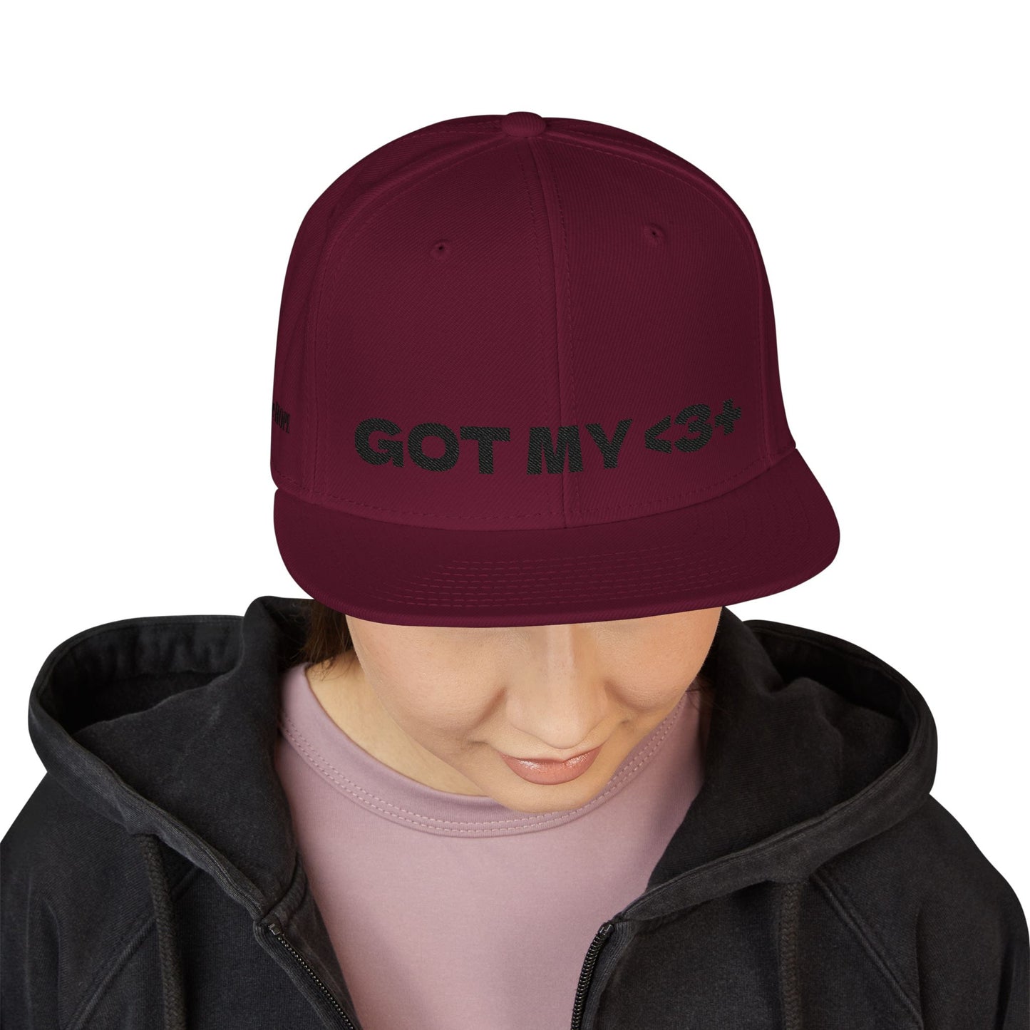 "Got My <3 +" (Got My Heart Positive) Snapback Cap, Embroidered Hat, Casual Streetwear, Gift for Him/Her, (Many color variants)