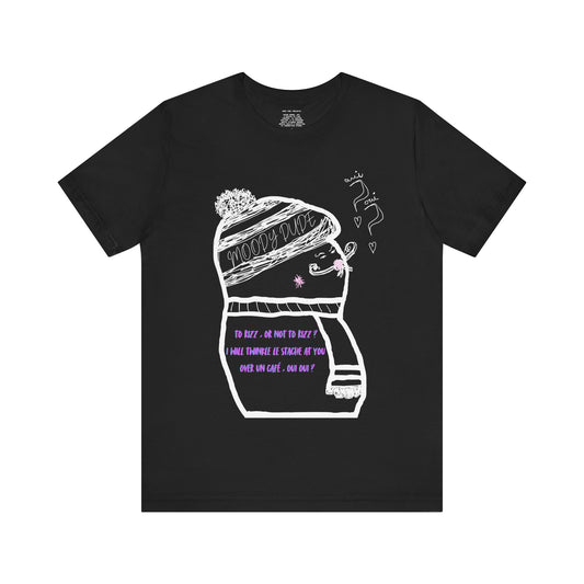 Purple Font  "I will twinkle le stache at you over un cafe, oui oui?" -Rizz ( Coffee ) Monster Unisex Jersey Short Sleeve Tee