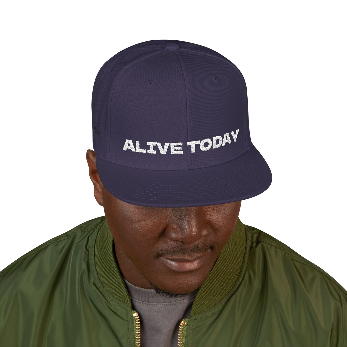 White Font "ALIVE TODAY" Snapback Cap, Embroidered Hat, Casual Streetwear, (Many color variants)