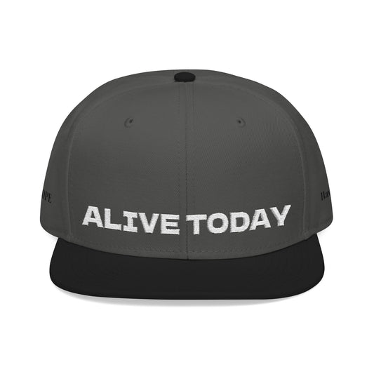 White Font "ALIVE TODAY" Snapback Cap, Embroidered Hat, Casual Streetwear, (Many color variants)