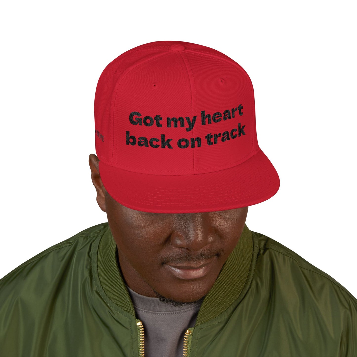 "Got my heart back on track" Snapback Cap, Embroidered Hat, Casual Streetwear, (Many color variants)