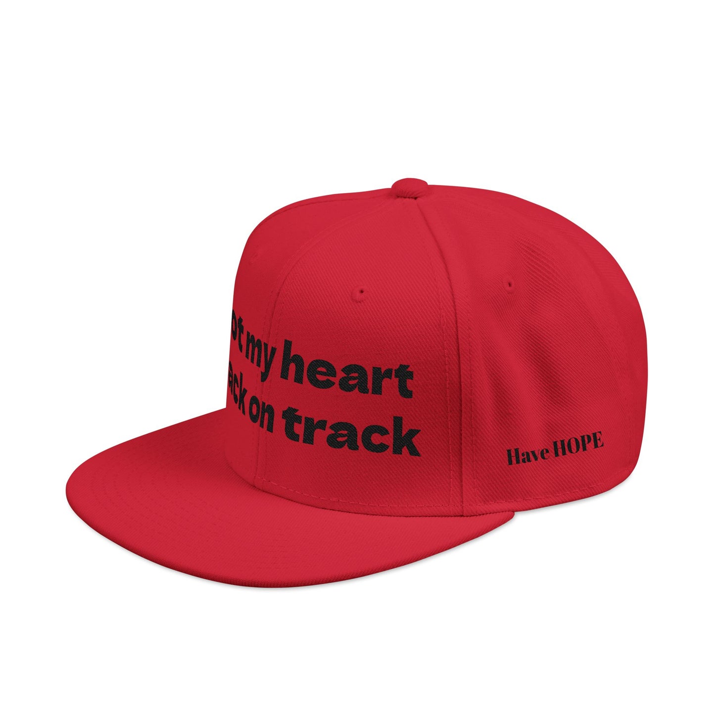"Got my heart back on track" Snapback Cap, Embroidered Hat, Casual Streetwear, (Many color variants)