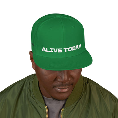 White Font "ALIVE TODAY" Snapback Cap, Embroidered Hat, Casual Streetwear, (Many color variants)