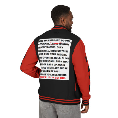 Ride-Or-Die Have Hope Inspired Unisex Heavyweight Letterman Jacket - Empowering Message "YOU'VE F****** GOT THIS." Comes in many color variants!