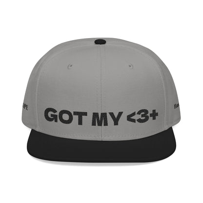 "Got My <3 +" (Got My Heart Positive) Snapback Cap, Embroidered Hat, Casual Streetwear, Gift for Him/Her, (Many color variants)