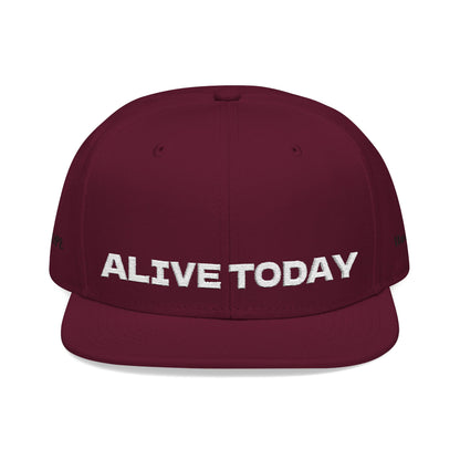 White Font "ALIVE TODAY" Snapback Cap, Embroidered Hat, Casual Streetwear, (Many color variants)