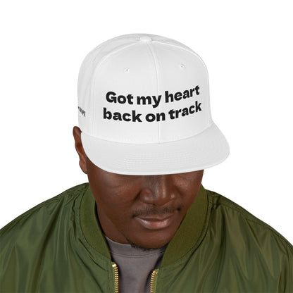 "Got my heart back on track" Snapback Cap, Embroidered Hat, Casual Streetwear, (Many color variants)
