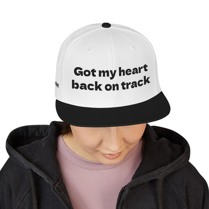 "Got my heart back on track" Snapback Cap, Embroidered Hat, Casual Streetwear, (Many color variants)