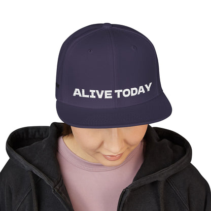 White Font "ALIVE TODAY" Snapback Cap, Embroidered Hat, Casual Streetwear, (Many color variants)