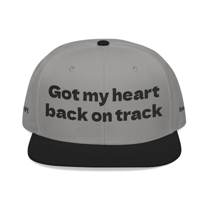 "Got my heart back on track" Snapback Cap, Embroidered Hat, Casual Streetwear, (Many color variants)