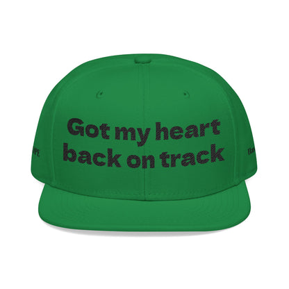 "Got my heart back on track" Snapback Cap, Embroidered Hat, Casual Streetwear, (Many color variants)