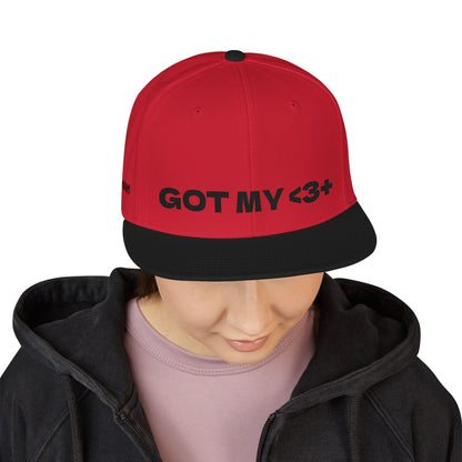 "Got My <3 +" (Got My Heart Positive) Snapback Cap, Embroidered Hat, Casual Streetwear, Gift for Him/Her, (Many color variants)
