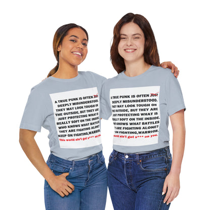 True Punk Motivational Messaging Variants of Blue "This world ain't got s*** on you." Unisex Jersey Short Sleeve Tee (Color Group 4of4)