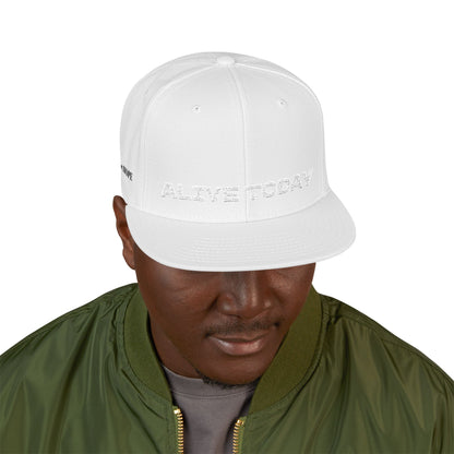 White Font "ALIVE TODAY" Snapback Cap, Embroidered Hat, Casual Streetwear, (Many color variants)