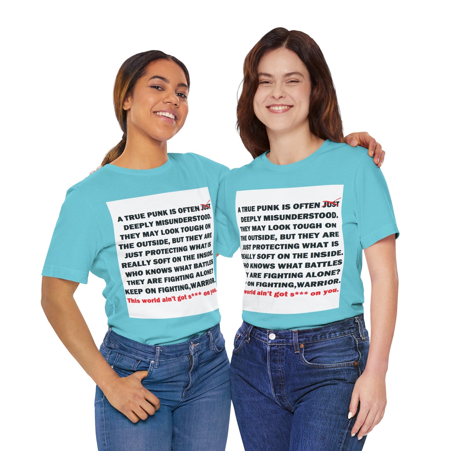 True Punk Motivational Messaging Variants of Blue "This world ain't got s*** on you." Unisex Jersey Short Sleeve Tee (Color Group 4of4)