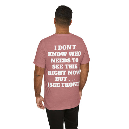 Rule Breaker Motivational Messaging Variants are in Pink, Red, Cream, Yellow, Orange, and Brown "STOP BEING SO D*** HARD ON YOURSELF." Unisex Jersey Short Sleeve Tee (Color Group 2of4)