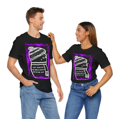 "Single now.... Are you brave enough to swipe right for a coffee sometime?" -Rizz ( Coffee ) Monster Unisex Jersey Short Sleeve Tee