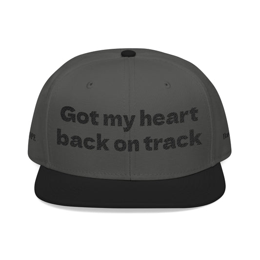 "Got my heart back on track" Snapback Cap, Embroidered Hat, Casual Streetwear, (Many color variants)