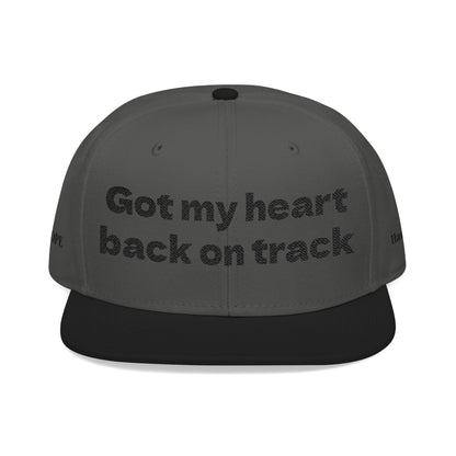 "Got my heart back on track" Snapback Cap, Embroidered Hat, Casual Streetwear, (Many color variants)