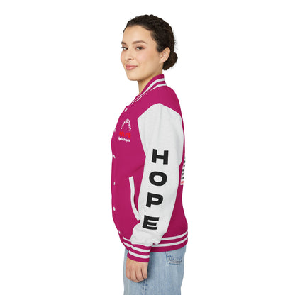 From Here On Have Hope Inspired Unisex Heavyweight Letterman Jacket - Empowering Message "You know D*** well you can do it." Comes in many color variants!