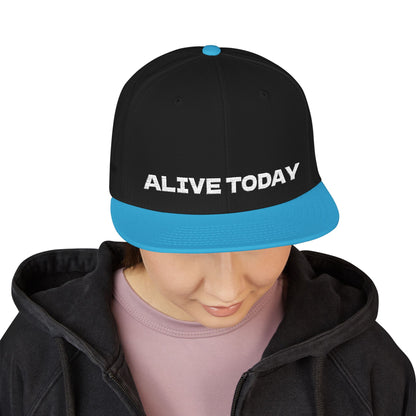White Font "ALIVE TODAY" Snapback Cap, Embroidered Hat, Casual Streetwear, (Many color variants)